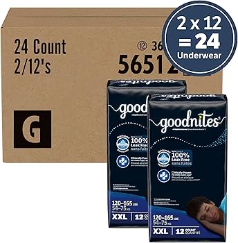 goodnites XXL ナイトタイム用下着 18枚入り Amazon | Goodnites 男の子用 ナイトタイム 下着 XXLサイズ (120